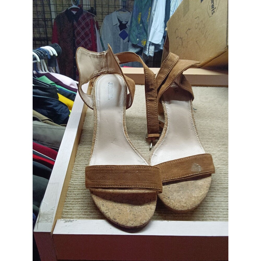 JustFab Brown Cork Heel Sandals - 25% Off with 5+ Items